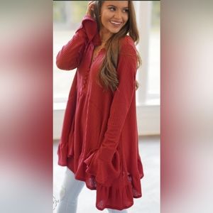 🔅 Sweet Lovely By Jen Babydoll Ruffle Tunic bell sleeve Top • Size MEDIUM ☆